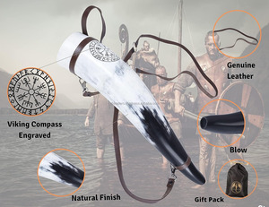 Corneta de Cuerno Sonora, Estilo Vikingo, Nórdico, Medieval, Animal, 9 Pulgadas, Cuerno Grande Pulido, Shofar, Material Orgánico - Product Image 5