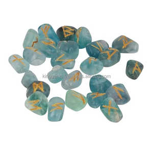 El mejor juego de Runas de Aguamarina de 25 piezas, cristales curativos caídos grabados, piedras preciosas talladas para Feng Shui, piedra de amor, juego de Runas de ágata - Product Image 2