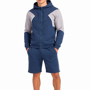 Conjunto de Sudadera con Capucha y Pantalones Cortos para Hombre, Diseño Personalizado con Contraste de Color, Estilo Casual, Deportivo, Cómodo y Moderno - Product Image 1
