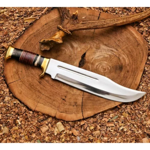 Couteau de chasse Bowie LEGACY BLADES en acier à haute teneur en carbone de qualité supérieure, manche en cuir fait main, lame fixe à pointe tombante, OEM ODM - Product Image 3