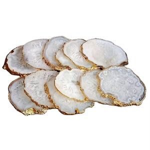 Irregular Stone <b>Coasters</b> With Gold Edge Glam Design Non-Slip Mats & Pads - Product Image 5