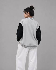 London England Varsity <b>Jacket</b> Blue White Sleeve Zipper Front Logo Print Autumn Wear Women's <b>Jacket</b> - Product Image 6