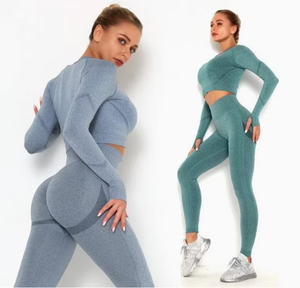 Ensemble de sport 3 pièces pour femme à séchage rapide, respirant et uni : Legging, veste de compression à manches longues et brassière de sport pour le yoga et la gym - Product Image 1