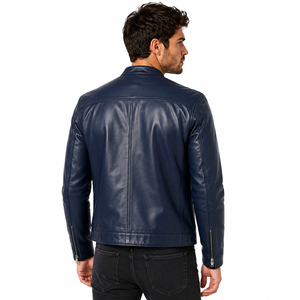 Veste en cuir pour homme, texture douce, coutures solides, fermeture sécurisée et doublure chaude, idéale pour les tenues décontractées et les voyages. - Product Image 3
