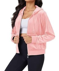 Sweat à capuche personnalisé avec logo, fermeture éclair, confortable, en velours, pour femmes, grandes tailles, respirant - Product Image 3