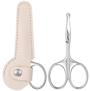 Tijeras para cejas de acero inoxidable, 3,75 pulgadas, punta redonda plateada, seguras para el vello de la nariz, para depilación facial con precisión - Product Image 1