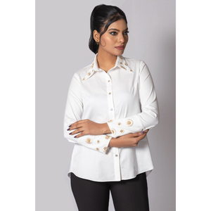 Camisa Blanca de Manga Larga Solene para Mujer, Estilo Casual, Corte Elegante, Ligera, para Uso Diario - Product Image 2
