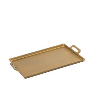 Rectangular Metal Storage <b>Tray</b> With Polished Finish Minimalist Design For Tabletop Use - Product Image 1