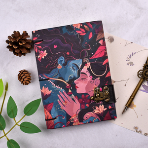 Radha Krishna <b>A5</b> Handmade <b>Notebook</b> with Lock 100 Pages Spiritual Art Diary Premium Journal Gift Writing Book Vintage Style Cover - Product Image 1