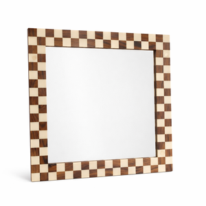 Premium Handmade Custom Chess Design Modern Eco-Friendly Polished Wedding <b>Square</b> Wood/Resin 18x18 Inch <b>Mirror</b> Wall Art Home - Product Image 1