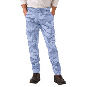 New Arrival Multi <b>Pockets</b> Wide Leg Pants Plain Elastic Waist Lightweight Breathable <b>Trousers</b> for Men - Product Image 3