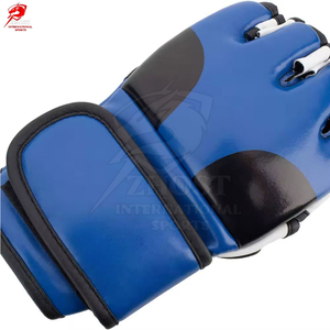Gants de combat MMA en cuir à doigts fendus 6oz pour entraînement de grappling et boxe avec sangle de poignet et impression personnalisée - Product Image 5