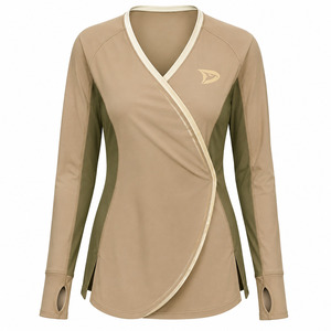Custom Wrap Front Modest Swimwear Top Long Sleeve UPF 50 Plus Quick Dry Rash Guard Swim <b>Tunic</b> - Product Image 1