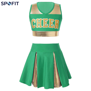 Tenues de cheerleading personnalisées pour équipes, technologie de séchage rapide, haut court sans manches et jupe, ensemble uniforme de cheerleading - Product Image 2