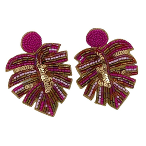 Joyería Bohemia Hecha a Mano con Cuentas y Bordados, Diseño Minimalista con Hojas Colgantes, por MULTI CRAFT - Product Image 4