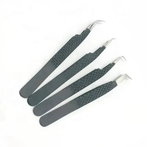 Pinzas para Extensión de Pestañas con Acabado Mate Negro, Muy Profesionales, de Acero Inoxidable Japonés, Punta de Nanofibra, Marca Privada - Product Image 3