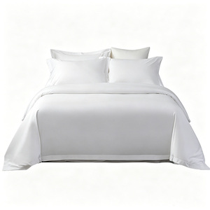 Ensemble de housse de couette en coton satiné de luxe <span class=keywords><strong>80x80</strong></span> pour lit king-size, 4 pièces, ultra doux, blanc uni, 5 étoiles - Product Image 1