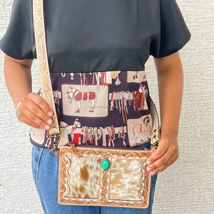 Handmade New Western Tooled <b>Leather</b> Cowhide Crossbody <b>Bag</b> for Women's Shoulder Purse Floral Luxury Latest Designer Sling Handbag - Product Image 4