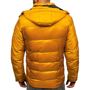 Chaqueta acolchada de diseñador de invierno para hombre con logotipo personalizado, Abrigo acolchado con estampado amarillo burbuja de lona con decoración de patrones - Product Image 2