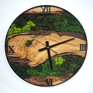 Rustic Wood Wall <b>Clock</b> - Unique Modern Live Edge Teak Dial with <b>Large</b> Black Metal Frame, Silent Non-Ticking Living Room Decor - Product Image 2