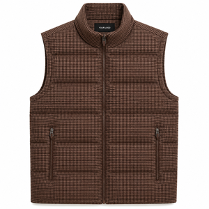 Chaleco Acolchado Personalizado para Hombre con Diseño de Pata de Gallo, Cuello Alto, Sin Mangas, con Cierre, OEM, ODM, Marca Privada - Product Image 1