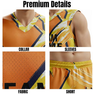 ชุดเสื้อบาสเก็ตบอลพิมพ์ลายตามสั่งสำหรับผู้ใหญ่ ชุดกีฬาประสิทธิภาพสูง ผ้าตาข่าย ระบายอากาศได้ดี พิมพ์ลายดิจิทัล ไซส์ใหญ่ - Product Image 5