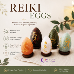 Amayra Crystals – Pierres de guérison énergétique polies à la main en forme d'œuf, en pierres précieuses triangulaires, pour le Reiki, le Feng Shui, la croissance spirituelle et la réduction de l'anxiété - Product Image 1