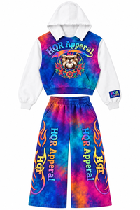 HQR Apparel Acid Wash <b>Tie</b> <b>Dye</b> Winter Eco-Friendly Unisex Tracksuit <b>Set</b> Hoodie Pants Full Sleeve Front Logo Streetwear Sportswear - Product Image 2