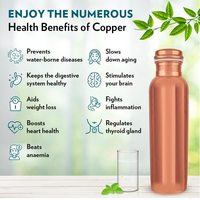 Botella de Agua de Cobre de 1 Litro, Botella de Cobre con Beneficios Ayurvédicos, a Prueba de Fugas, para Oficina, Gimnasio | Botella de Yoga