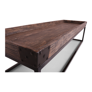 Jolie Rustic Wooden Coffee <b>Table</b> Industrial Metal Frame <b>Reclaimed</b> Wood Tray Top Contemporary Farmhouse Living Room Furniture - Product Image 3