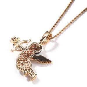 Pendentif Ange Cupidon de Luxe Iced Out avec Chaîne Tennis en Argent Sterling 925 Plaqué Or Micro Pavé, Breloque Hip Hop Bling pour Hommes, Vente en Gros - Product Image 3
