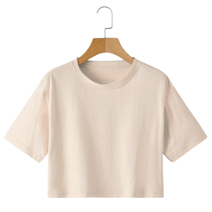 เสื้อท็อปผ้าฝ้ายออร์แกนิคจากโรงงานโดยตรงสำหรับผู้หญิง เนื้อผ้านุ่ม ซึมซับเหงื่อได้ดี สไตล์ลำลอง แฟชั่นสตรีทแวร์ ขายส่งจำนวนมาก - Product Image 4