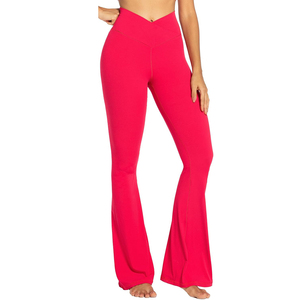 High Waisted <b>Flared</b> <b>Leggings</b> Wide Leg Workout Pants Cross Waist Yoga Trousers for Gym Dance Wear - Product Image 1