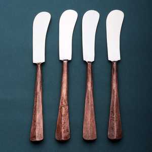 Stainless Steel Butter <b>Knife</b> <b>Set</b> 4pc Wood Handle Sheepsfoot Blade Straight Edge Kitchen <b>Knives</b> - Product Image 5