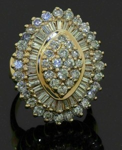 Moissanite Cluster <b>Ring</b> Vintage Oval Halo Yellow Gold Plated 925 Silver <b>Statement</b> <b>Ring</b> for Women - Product Image 3