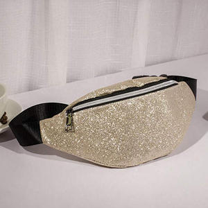 Unisex Sequin Waist <b>Bag</b> Barrel Shape Zipper Closure Fashion Paillette Design For Daily Use - Product Image 2