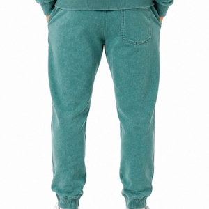 Conjunto Deportivo con Capucha Color Verde Azulado para Hombre, Conjunto Informal para Correr, Algodón Lavado, Cierre de Cremallera Frontal, Estampado de Letras, para Actividades al Aire Libre - Product Image 6