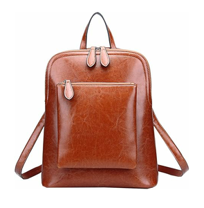 Sac à dos de sport personnalisé unisexe pour le cyclisme en cuir véritable imperméable 20 pouces avec poche zippée et poignée souple - Product Image 2