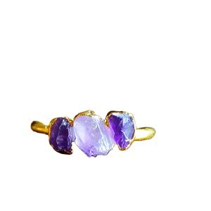 18k Gold Vermeil Tarnish Free Brass Real Gemstone Amethyst Adjustable Fashion <b>Chunky</b> Stone Wedding Hip Hop Christian <b>Ring</b> - Product Image 1