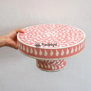 Base para Pastel Rectangular de Calidad Premium con Incrustaciones de Hueso, Elegante Soporte para Presentación de Postres Hecho a Mano por Tradebyd para Eventos en el Hogar - Product Image 6