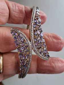 Brazalete de Plata de Ley con Tanzanita y Vermeil, Joyería Artesanal con Piedras Preciosas, Elegante, para Mujer, Venta al Por Mayor, Exportación - Product Image 2