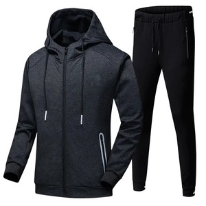 Survêtement gris personnalisé à capuche pour homme, sweat-shirt zippé avec poches latérales, respirant, en polyester et coton, style décontracté, collection automne, OEM - Product Image 3