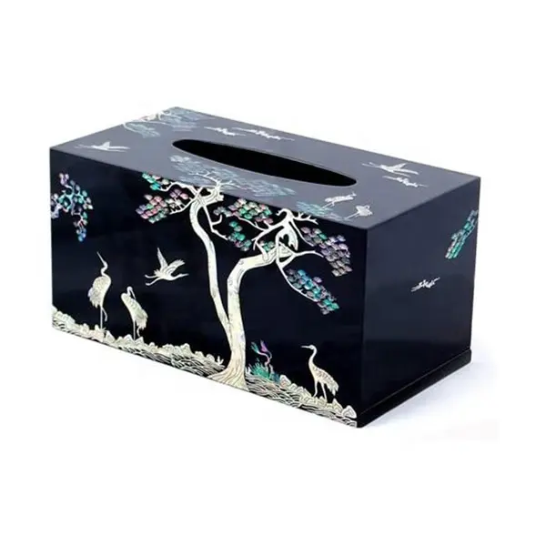 Hot Sale Alta Qualidade Luxo Lacquer Tissue Box Cover Handpainted Design Personalizado Variedade de cores do fabricante Vietnã