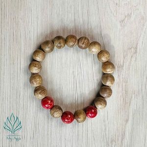 Elegante Pulsera Clásica de Madera de Agar de Vietnam, Forma Redonda ASD10.02.003, 16 Cuentas de Agar Natural, 3 Cuentas de Coral Rojo, Aroma Único, Regalo - Product Image 3