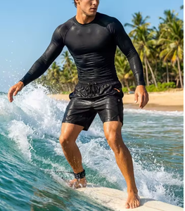 Haut de bain à manches longues en néoprène pour homme, séchage rapide, manches intégrales, noir, pour adulte, vêtement de plage et de sport - Product Image 1