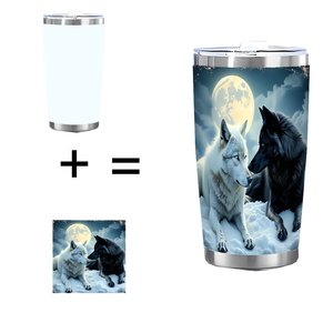 Stainless Steel Tumbler 20oz <b>Double</b> <b>Wall</b> Insulated Travel <b>Mug</b> Wolf Design Gift For Outdoor Use - Product Image 1