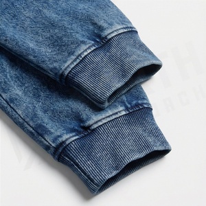 Custom Oversized Cropped Acid Wash <b>Distressed</b> Vintage Streetwear Hoodie Sweatpants Two Piece Set Men Winter Cotton Fit - Product Image 6