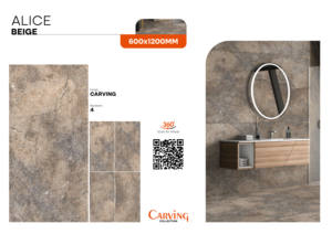 Azulejo de porcelana cerámica de alta calidad de 600x1200 mm, acabado tallado Alice Beige, grado A A A+, diseño español, azulejos para baño de 2x4 pies. - Product Image 2