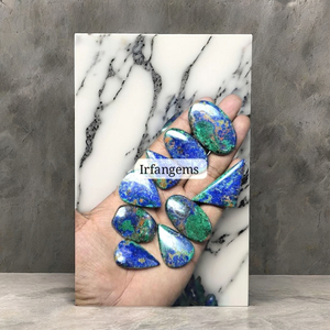 Lote al por mayor de piedras preciosas naturales de azurita, cuarzo suelto, cabujón de corte ovalado, formas mixtas, piedra para hacer joyas curativas, 20-40mm, 7-12g - Product Image 1