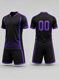 Créez votre propre ensemble d'uniformes de football pour hommes adultes de haute qualité, personnalisé, en polyester 100% respirant, à col en V et manches courtes - Product Image 1
